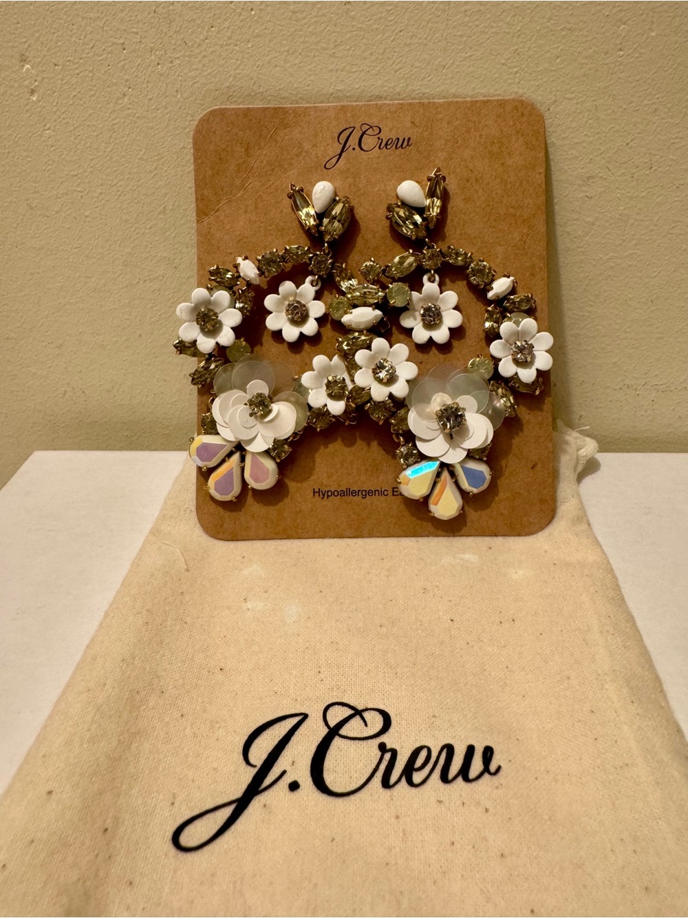 NWT Rare Vintage J.Crew White Garden Wreath Statement Earrings K3680 - Picture 3 of 15